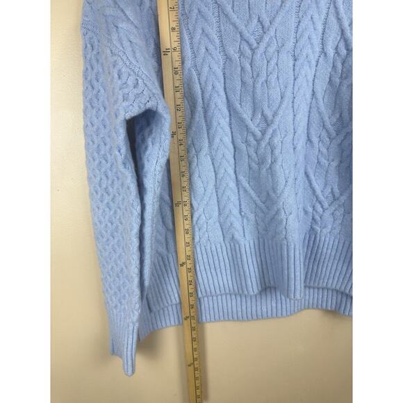 Nordstrom Cable Knit Mock Neck Light Blue Sweater Womens Size XS - Picture 11 of 15